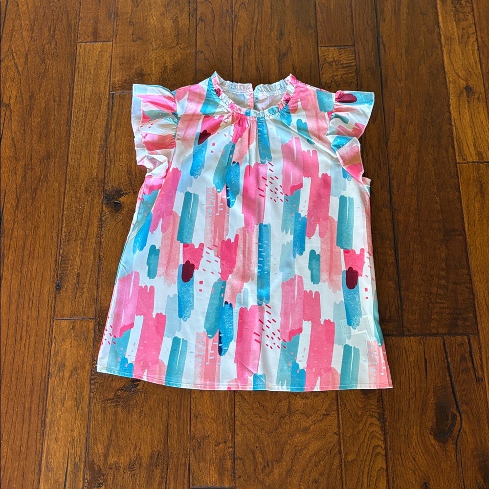 Colorful Ruffle Sleeve Top - Picture 2 of 7